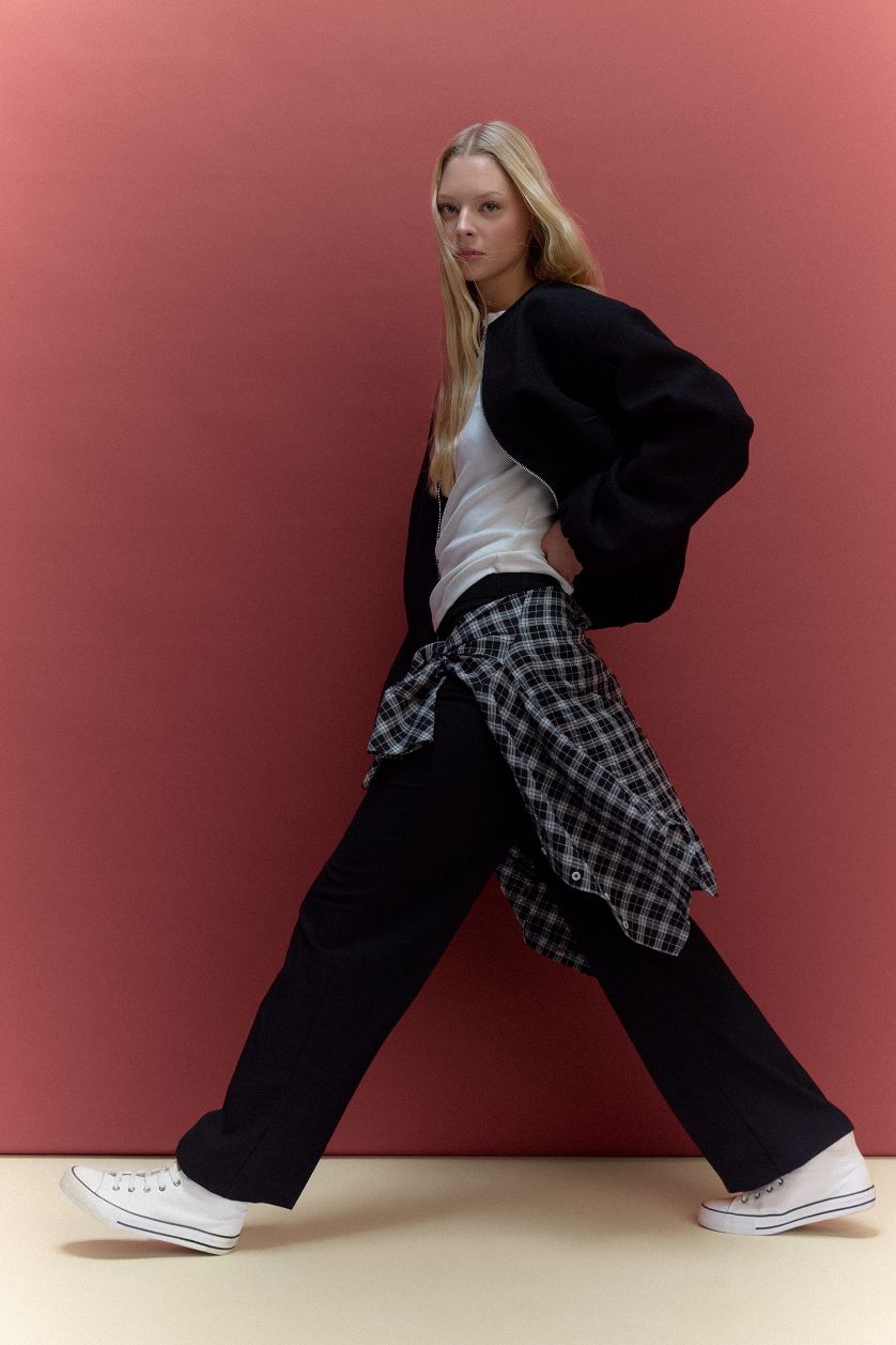 Kadın Siyah Straight Fit Pantolon