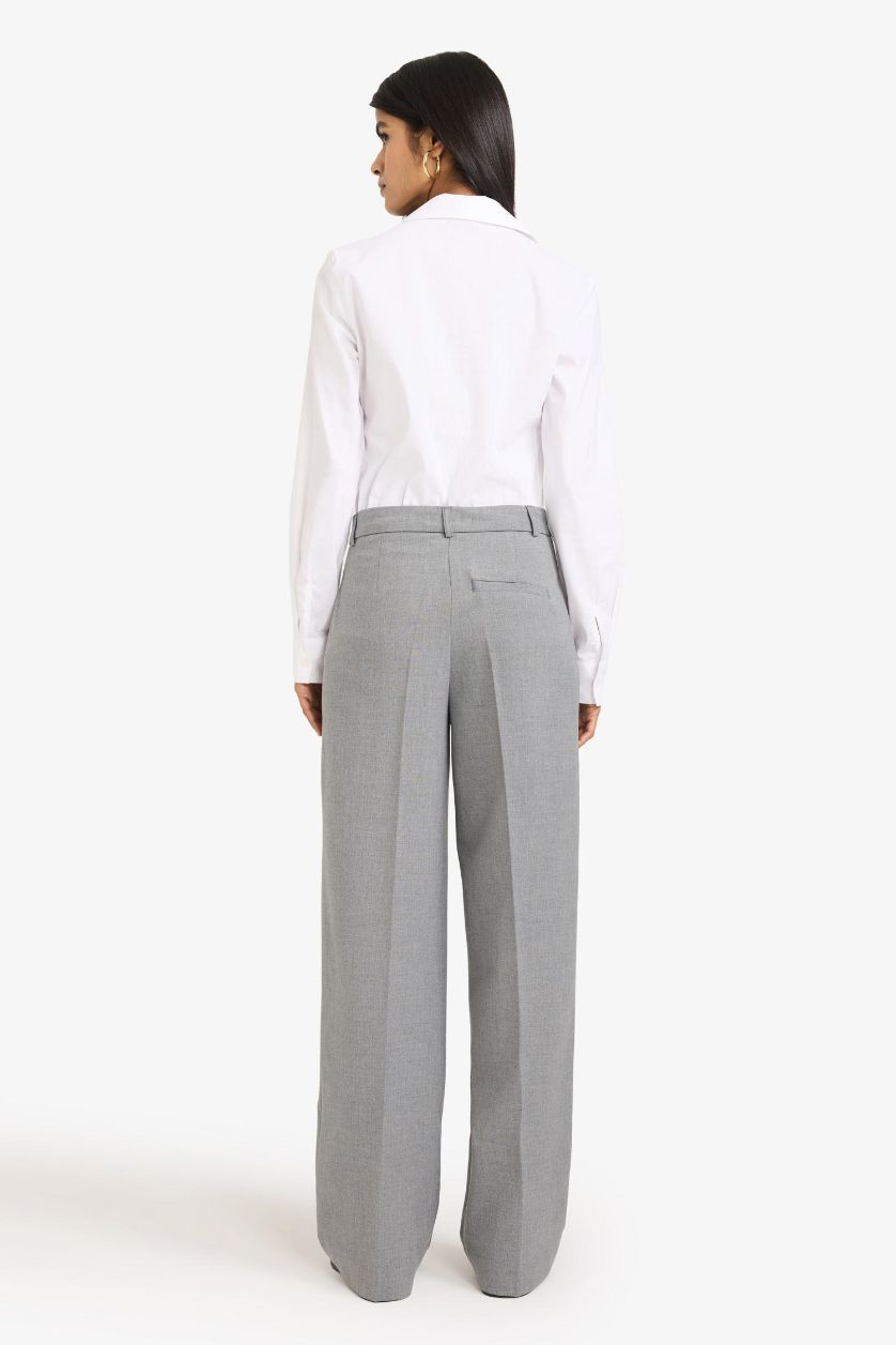 WOMAN Grey Straight Fit Normal Waist Standard Length Trousers