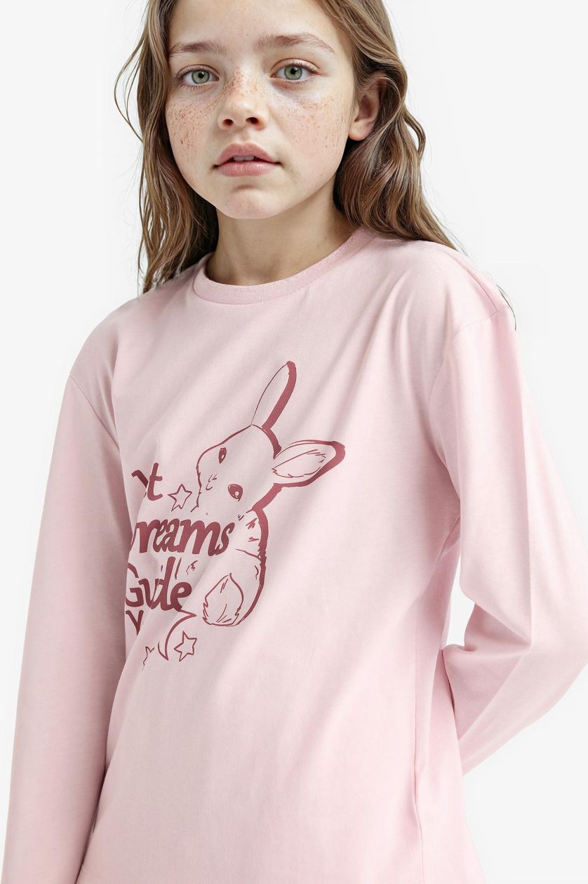 بنات زهري فاتح بيجامة قصة عادية من قطعتين