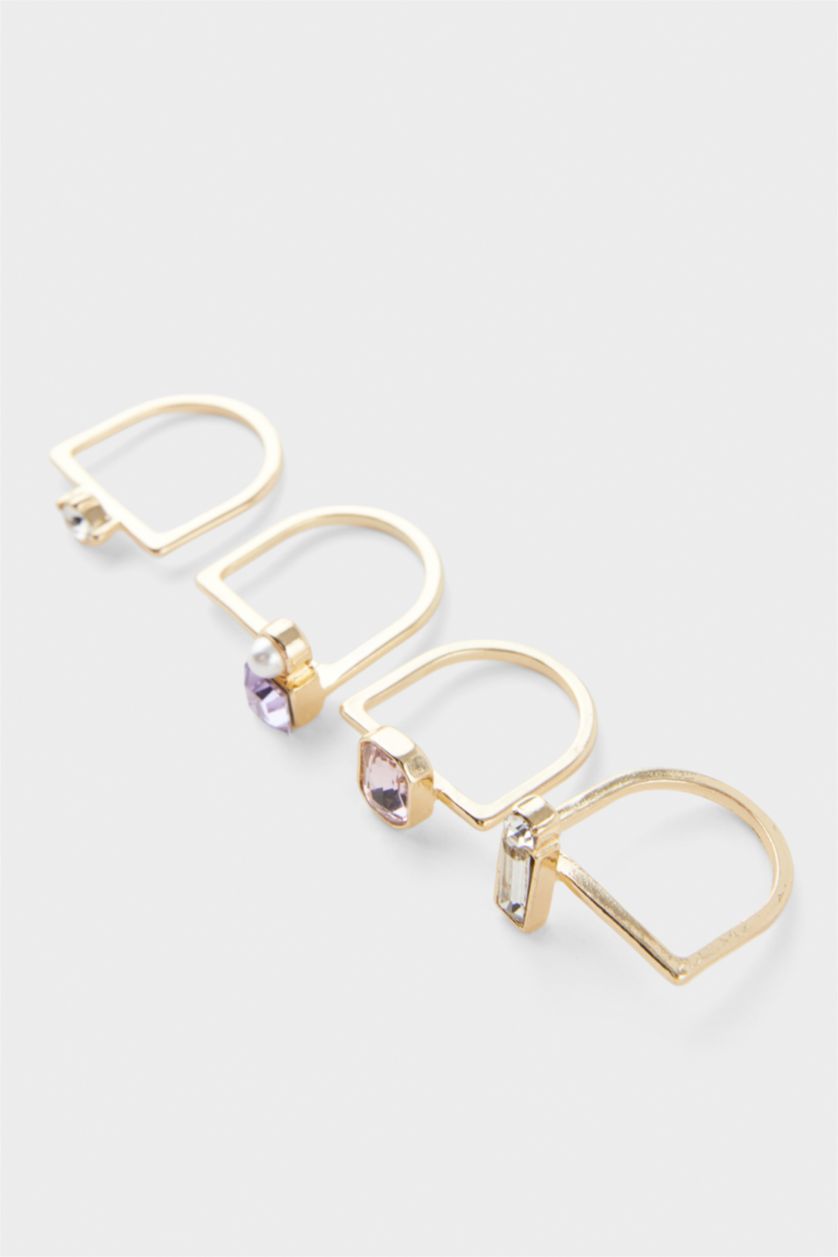 Kadın Altın Kadın 4'lü Taşlı Gold Yüzük