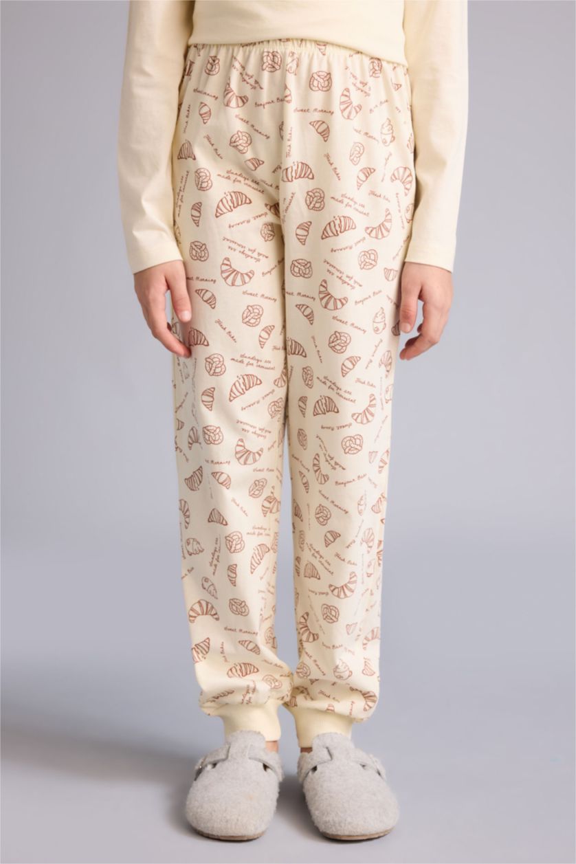 Girls & Teens Ecru 2 piece Regular Fit Knitted Pyjamas