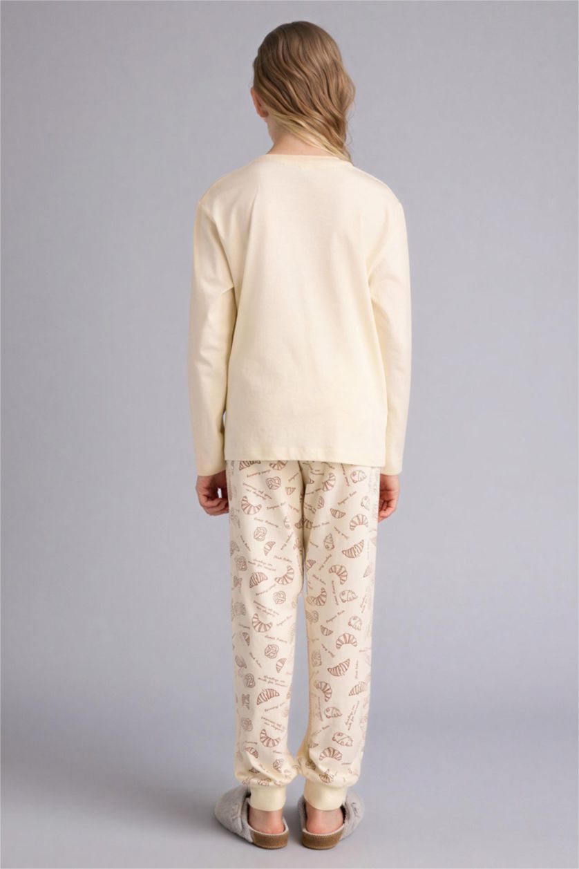 Girls & Teens Ecru 2 piece Regular Fit Knitted Pyjamas