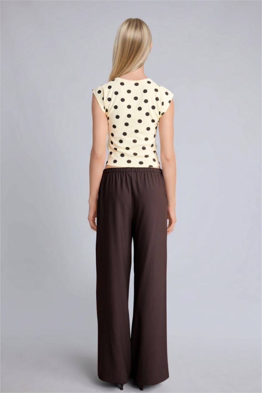 Women Brown Normal Waist Wide Leg Trousers