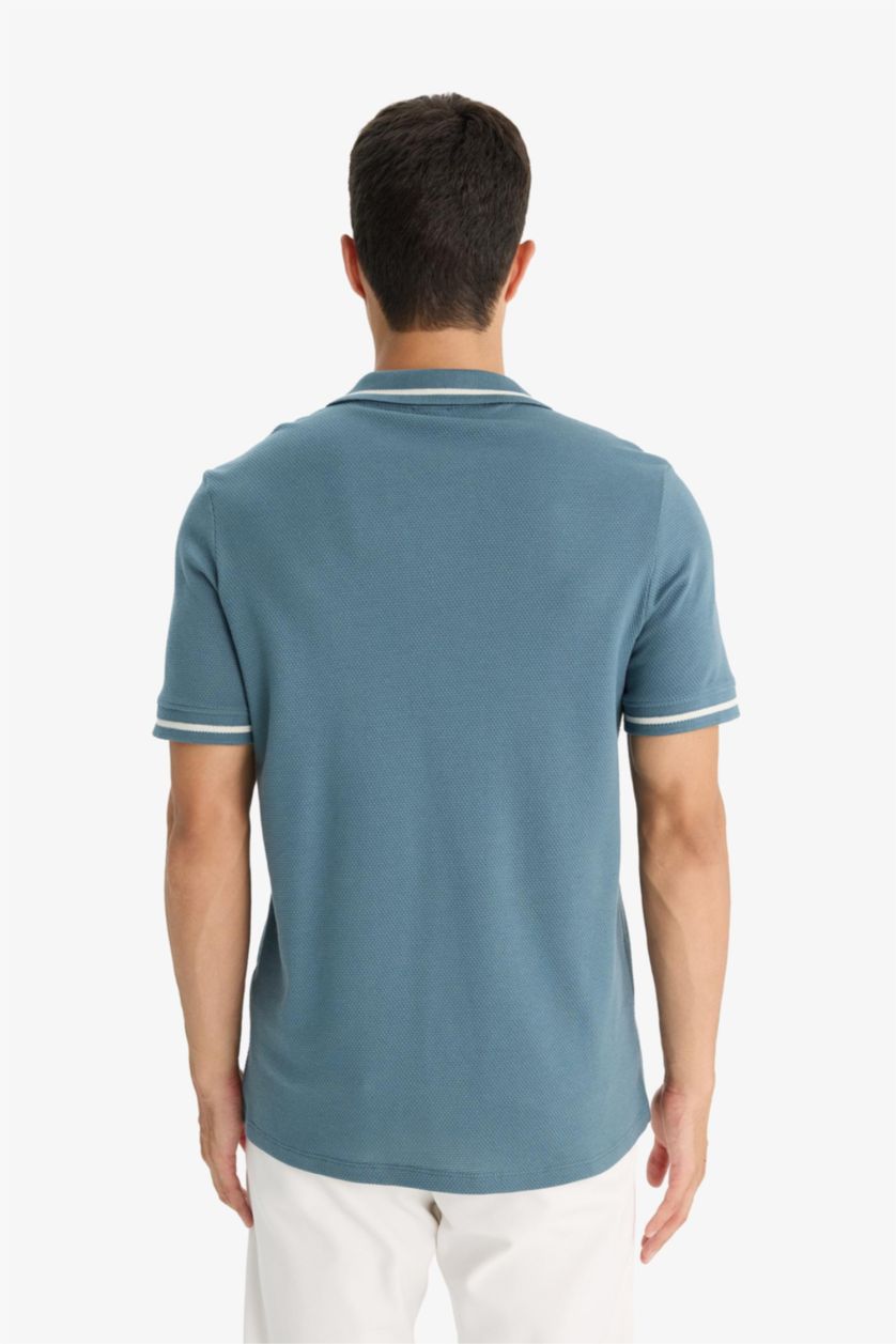 Man Grey Regular Fit Resort Neck Polo T-Shirt