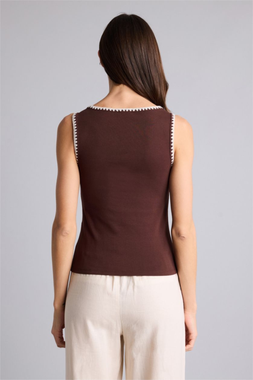 Kadın Kahve Sade Slım Fıt Ribana Atlet