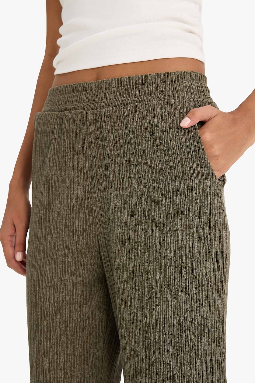 Kadın Haki Wıde Leg Bürümcük Pantolon