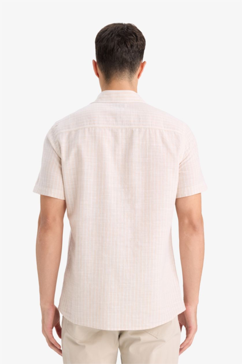 Erkek Taş Pamuklu Kısa Kollu Gömlek