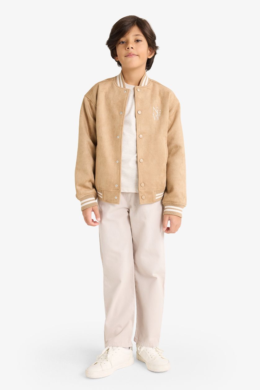 BOYS & TEENS Dark Sand Boy College Collar Bomber Jacket