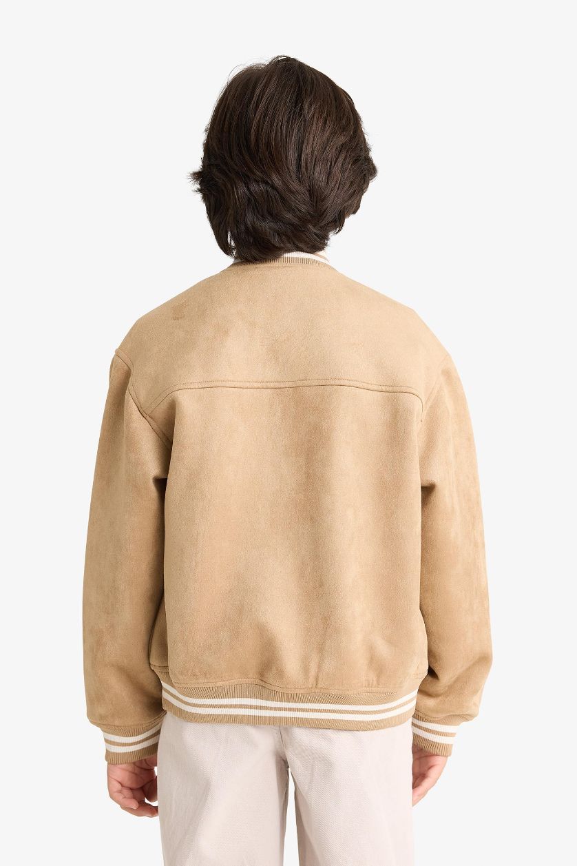 BOYS & TEENS Dark Sand Boy College Collar Bomber Jacket