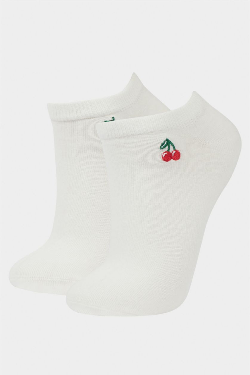 حريمي أبيض (000) شرابات حريمي قصيرة قطن - قطعتين