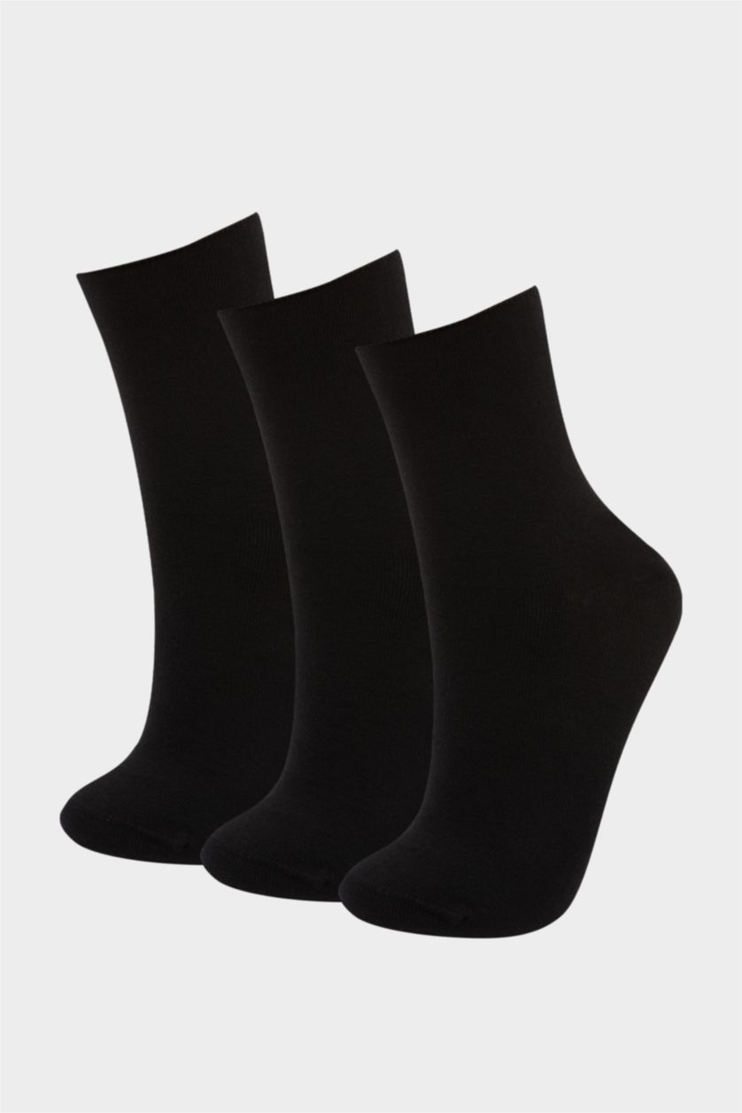 Women Black 3 piece Cotton Long sock