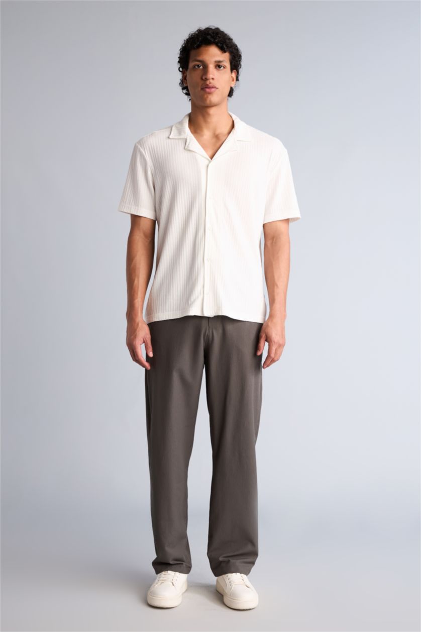 MAN Ecru Regular Fit Short Sleeve Shirt