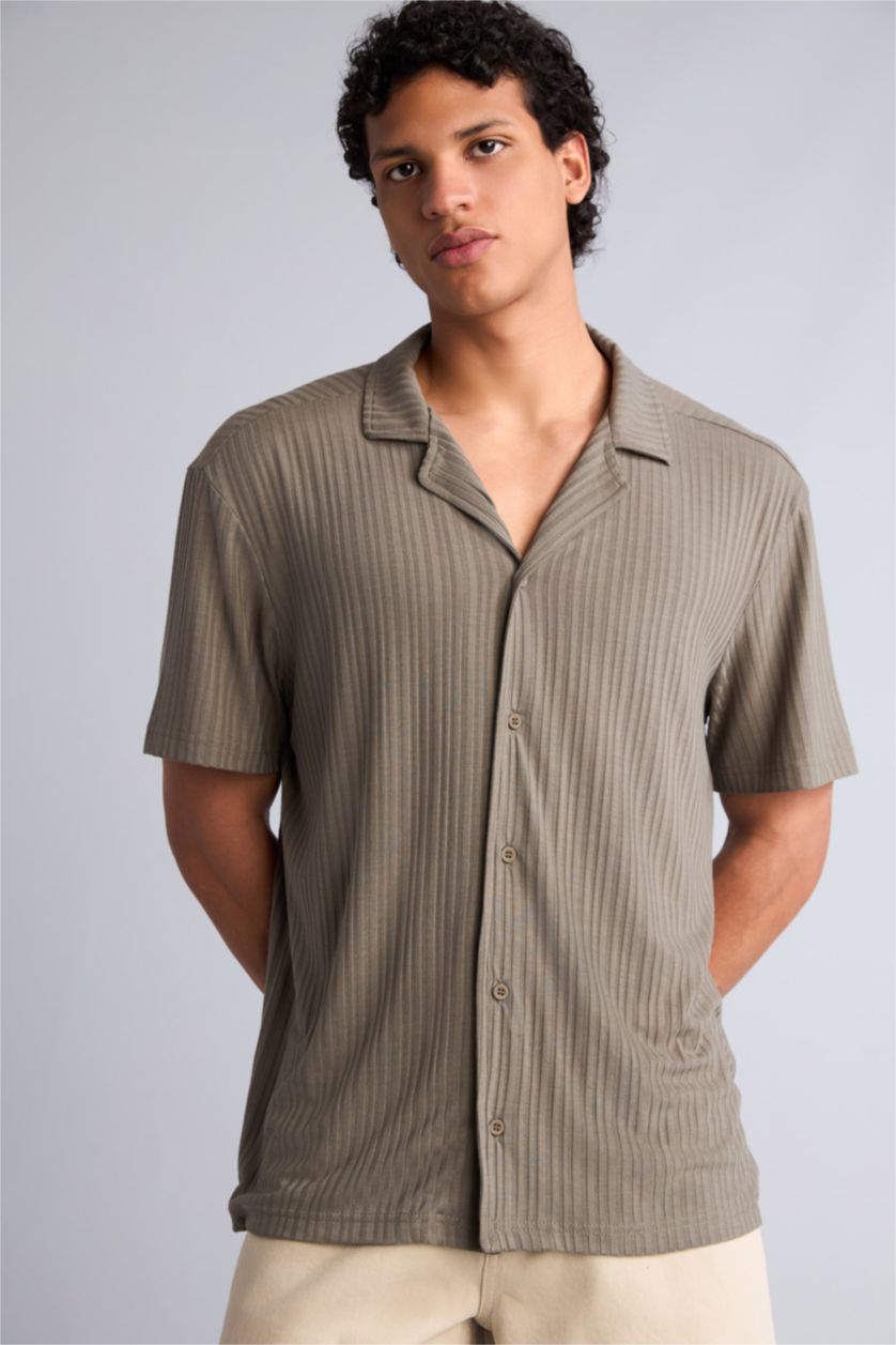 MAN Khaki Regular Fit Short Sleeve Shirt
