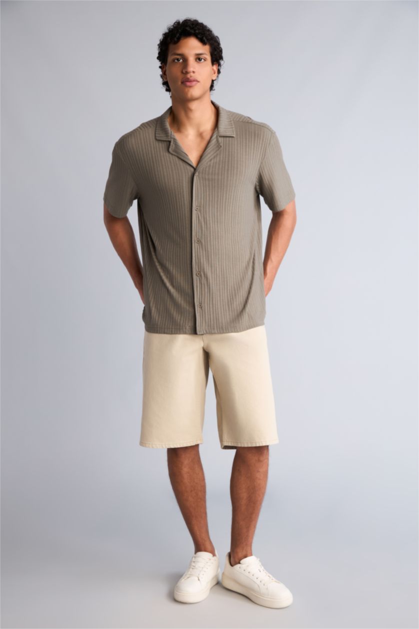 MAN Khaki Regular Fit Short Sleeve Shirt