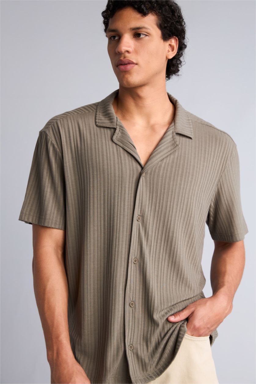 MAN Khaki Regular Fit Short Sleeve Shirt