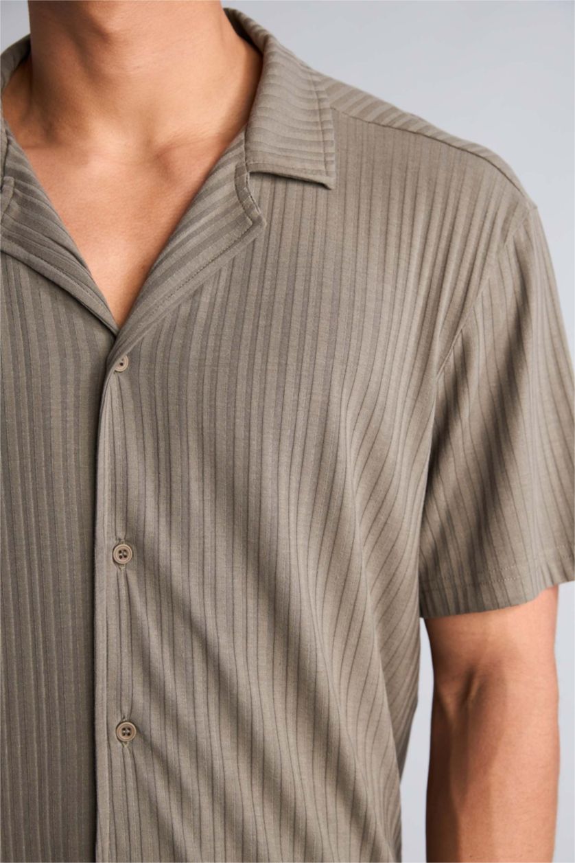 MAN Khaki Regular Fit Short Sleeve Shirt