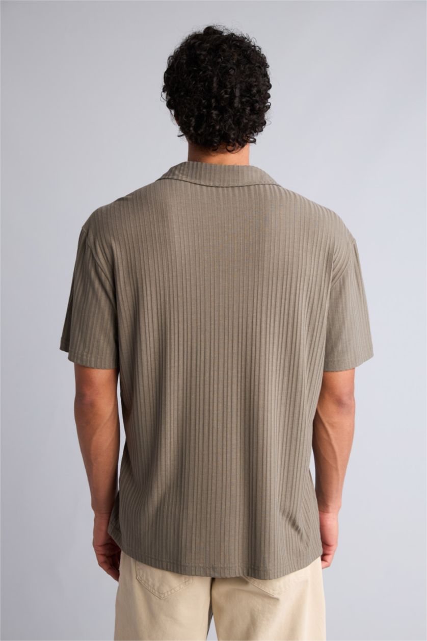 MAN Khaki Regular Fit Short Sleeve Shirt