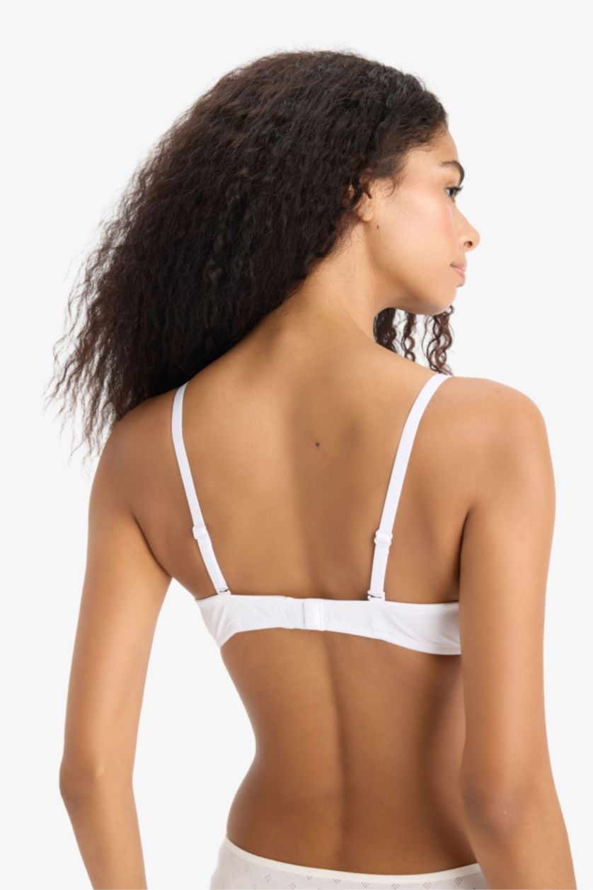 Kadın Beyaz Micro Kaplı Full Push Up Balenli Tişört Bra