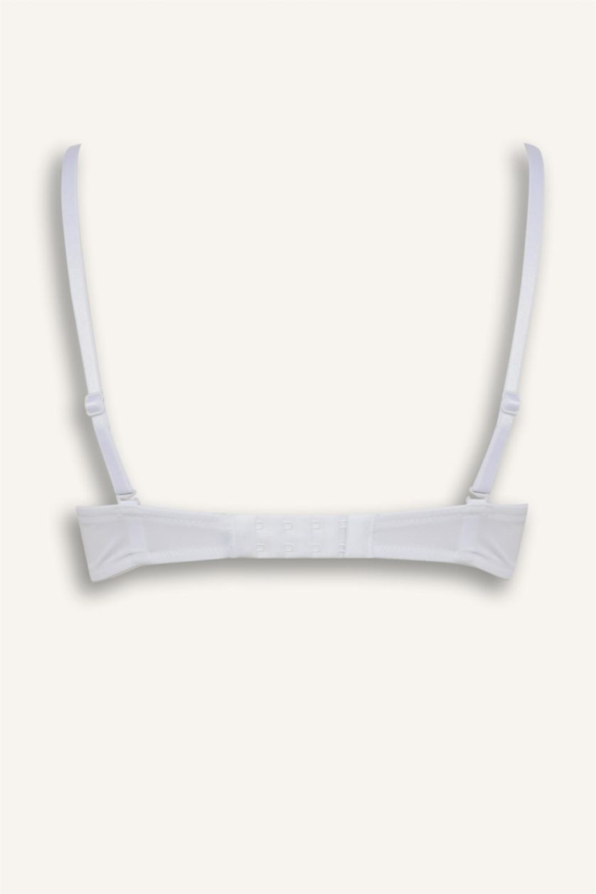 Kadın Beyaz Micro Kaplı Full Push Up Balenli Tişört Bra