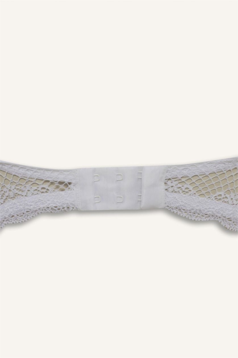 Kadın Beyaz Dantel Detaylı Micro Kaplı Full Push Up Balenli Tişört Bra-Fall in Love