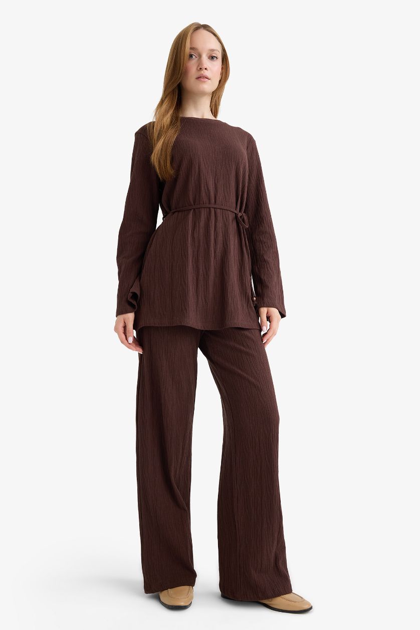FEMME Marron Pantalon ample à jambes très larges