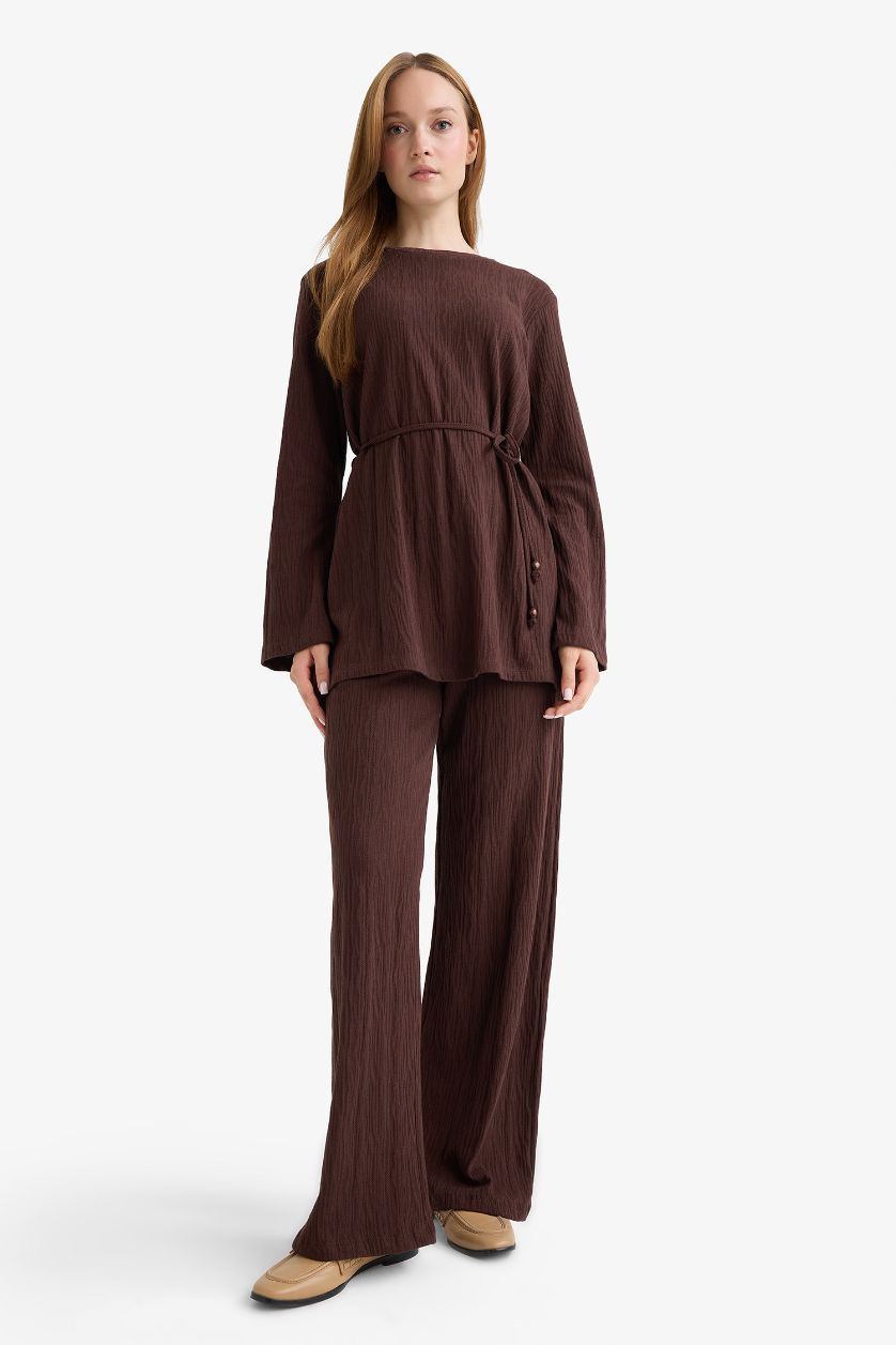 FEMME Marron Pantalon ample à jambes très larges