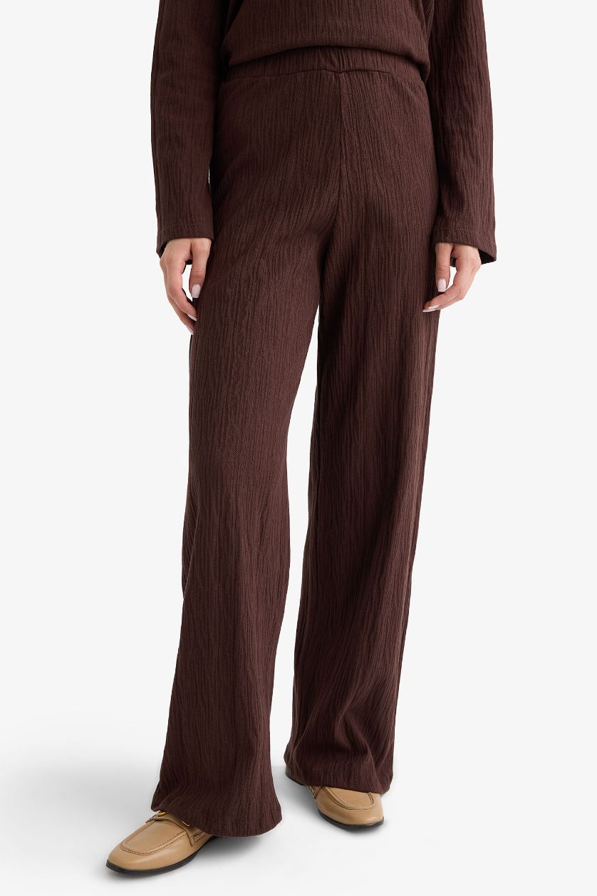 FEMME Marron Pantalon ample à jambes très larges