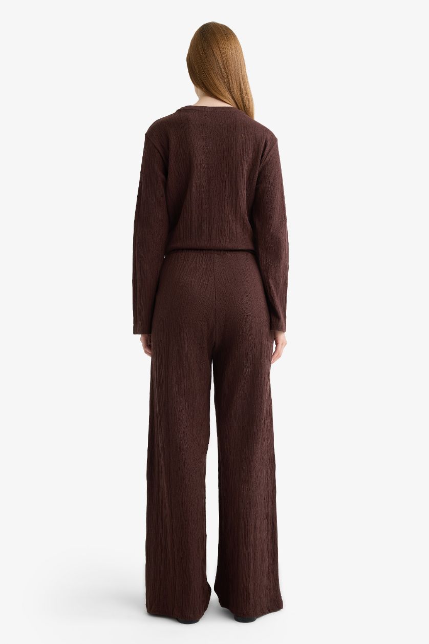 FEMME Marron Pantalon ample à jambes très larges