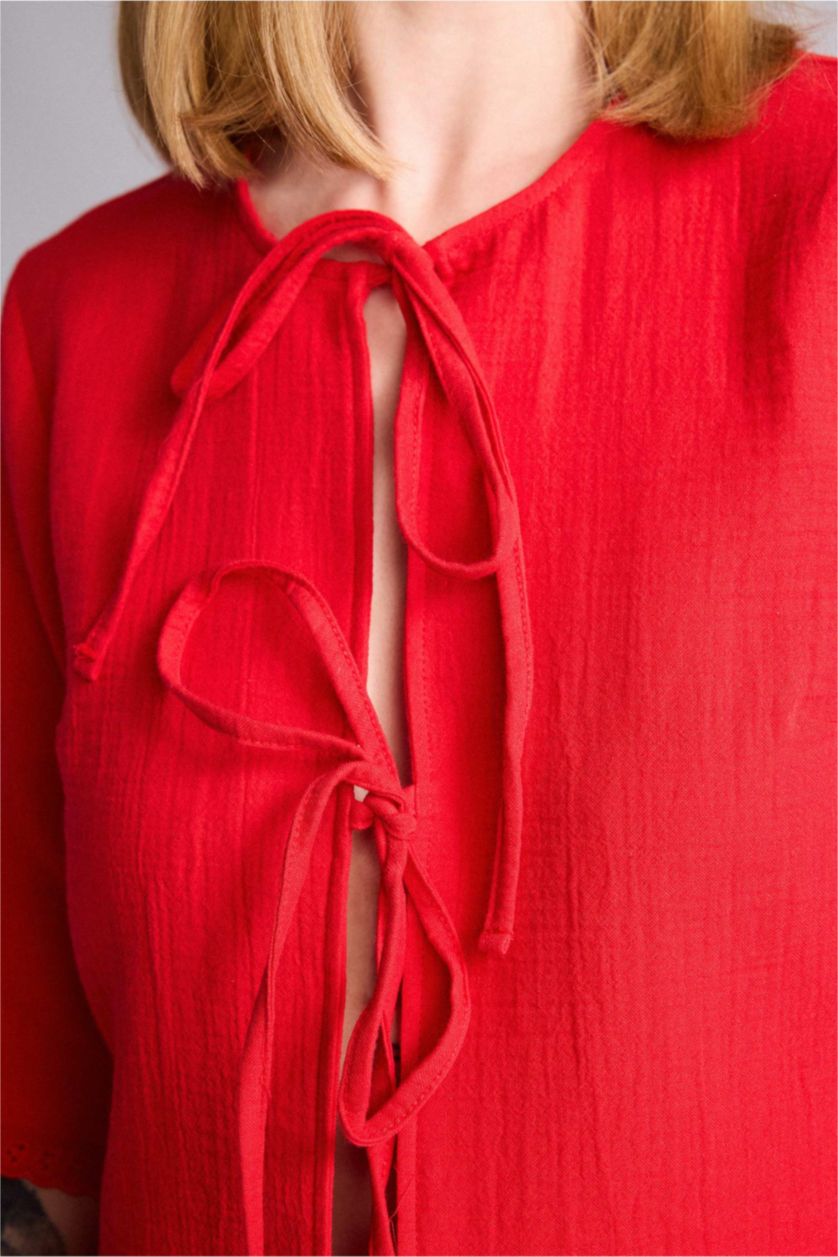 Women Red Regular Fit Muslin