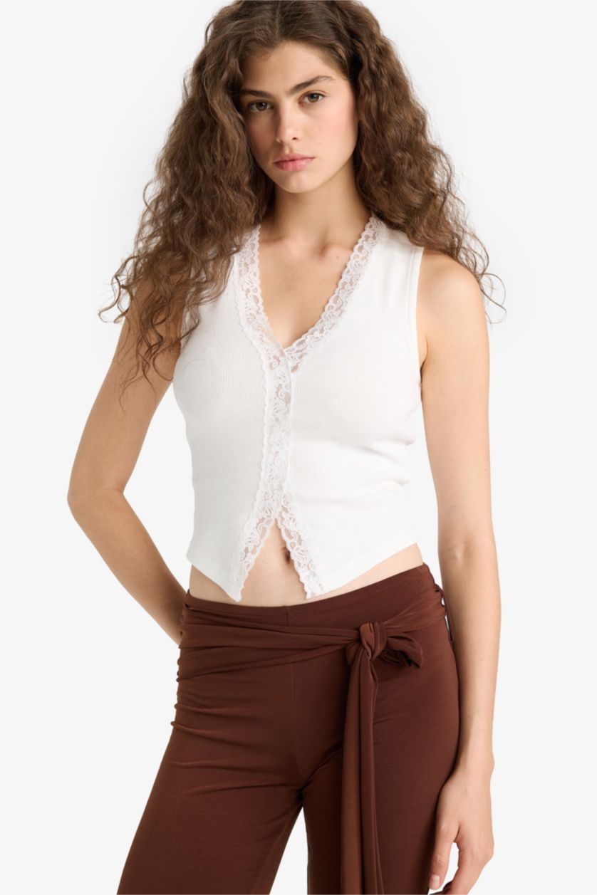 نساء اوف وايت كيمونه مضلع سليم فيت بياخة دانتيل