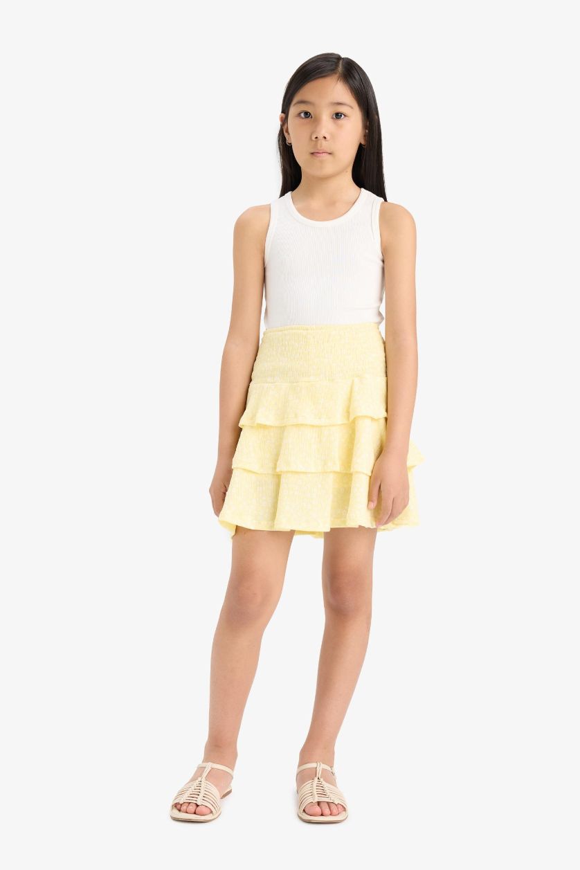 GIRLS & TEENS Yellow Small Girl Regular Fit Knitted Skirt