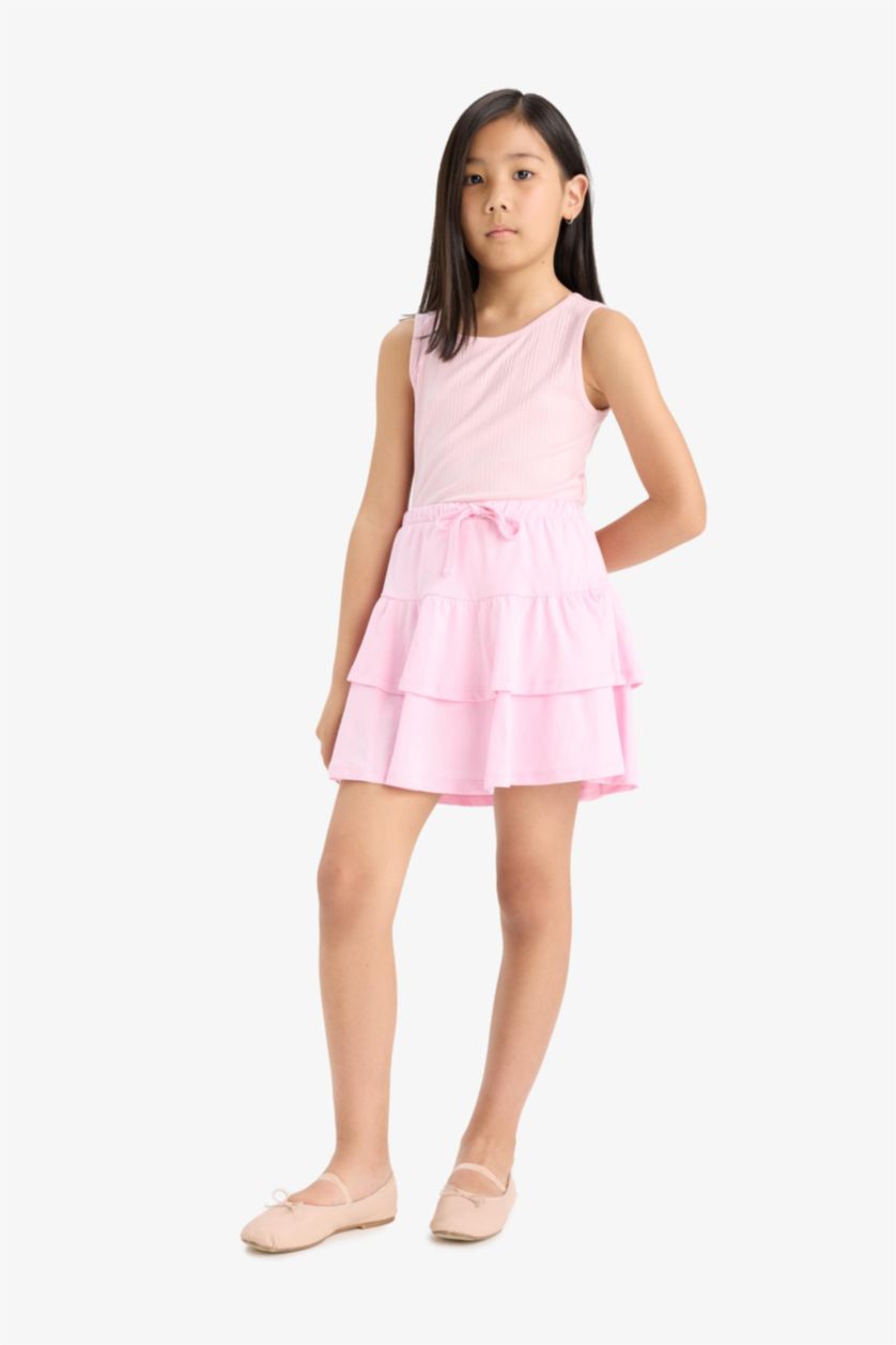 GIRLS & TEENS Açık Pembe Orta Girl Cotton Regular Fit Knitted Skirt