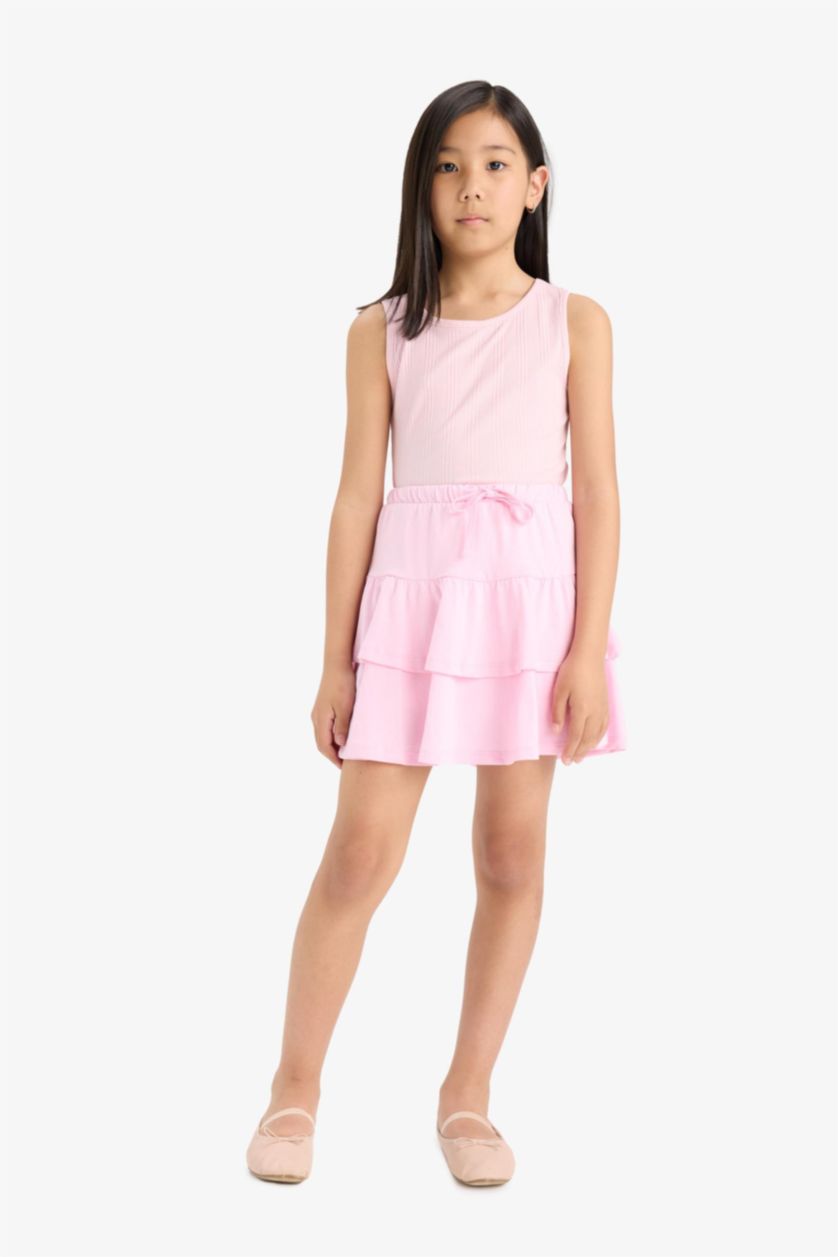 GIRLS & TEENS Açık Pembe Orta Girl Cotton Regular Fit Knitted Skirt