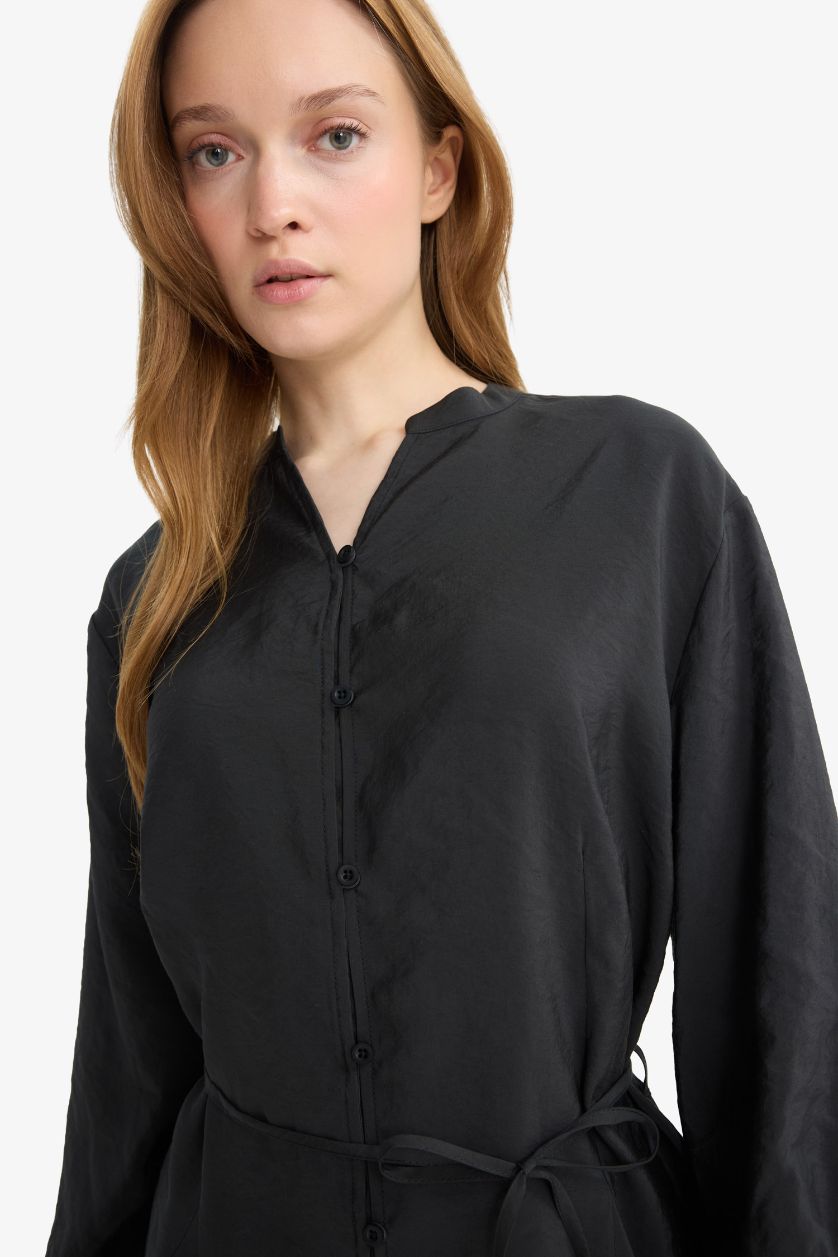 Kadın Antrasit Regular Fıt Modal Uzun Kollu Tunik