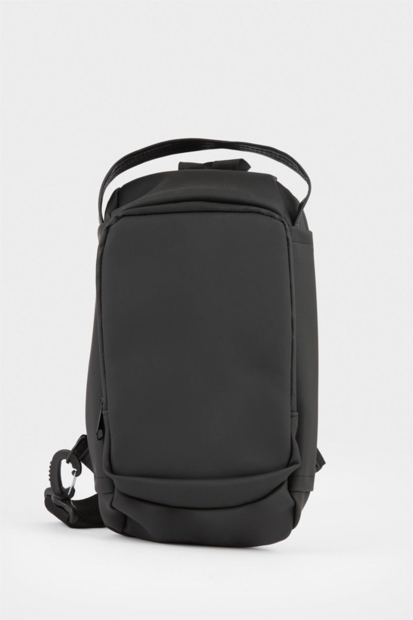 Men Black Faux Leather Crossbody Bag