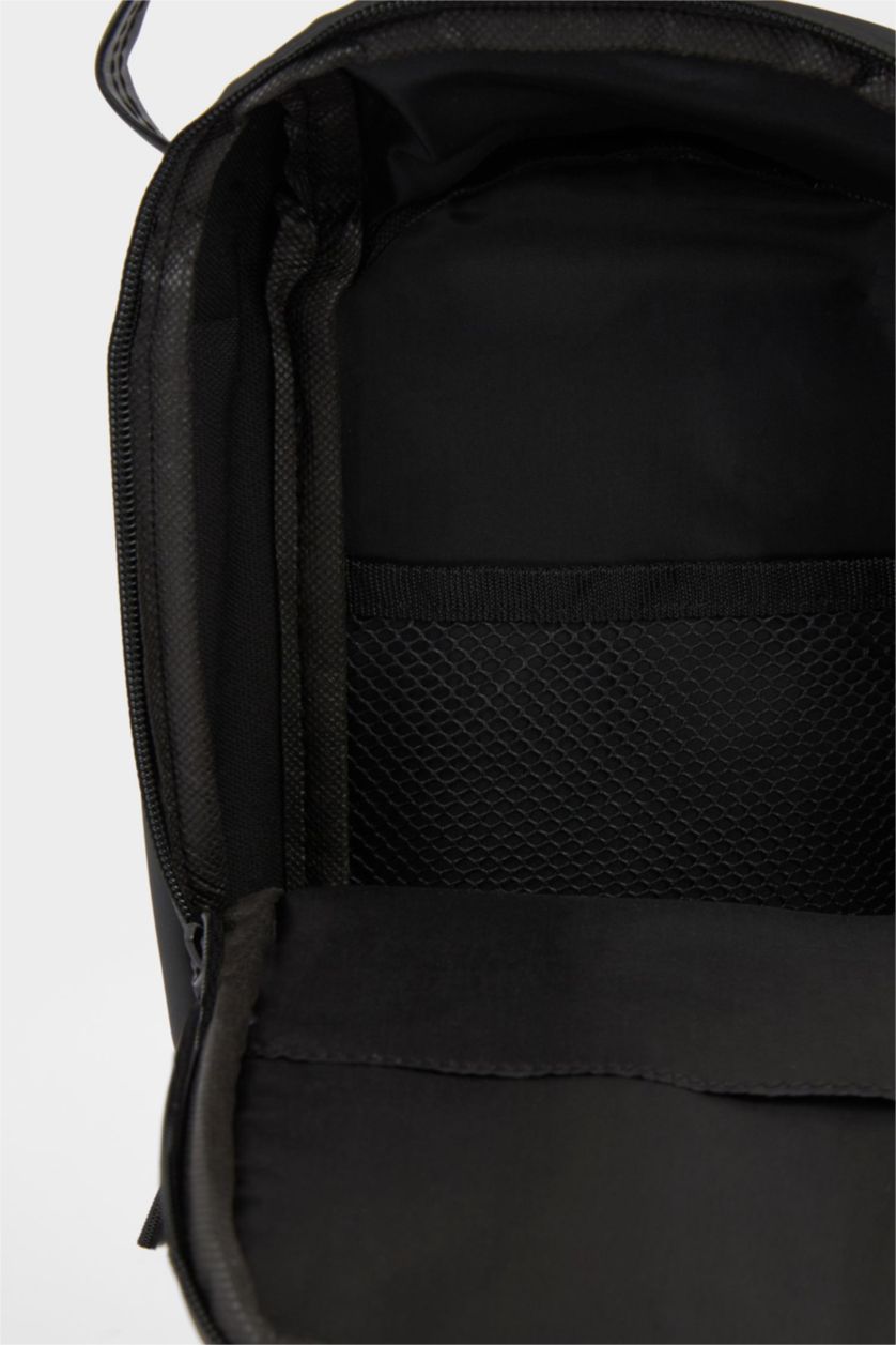 Men Black Faux Leather Crossbody Bag