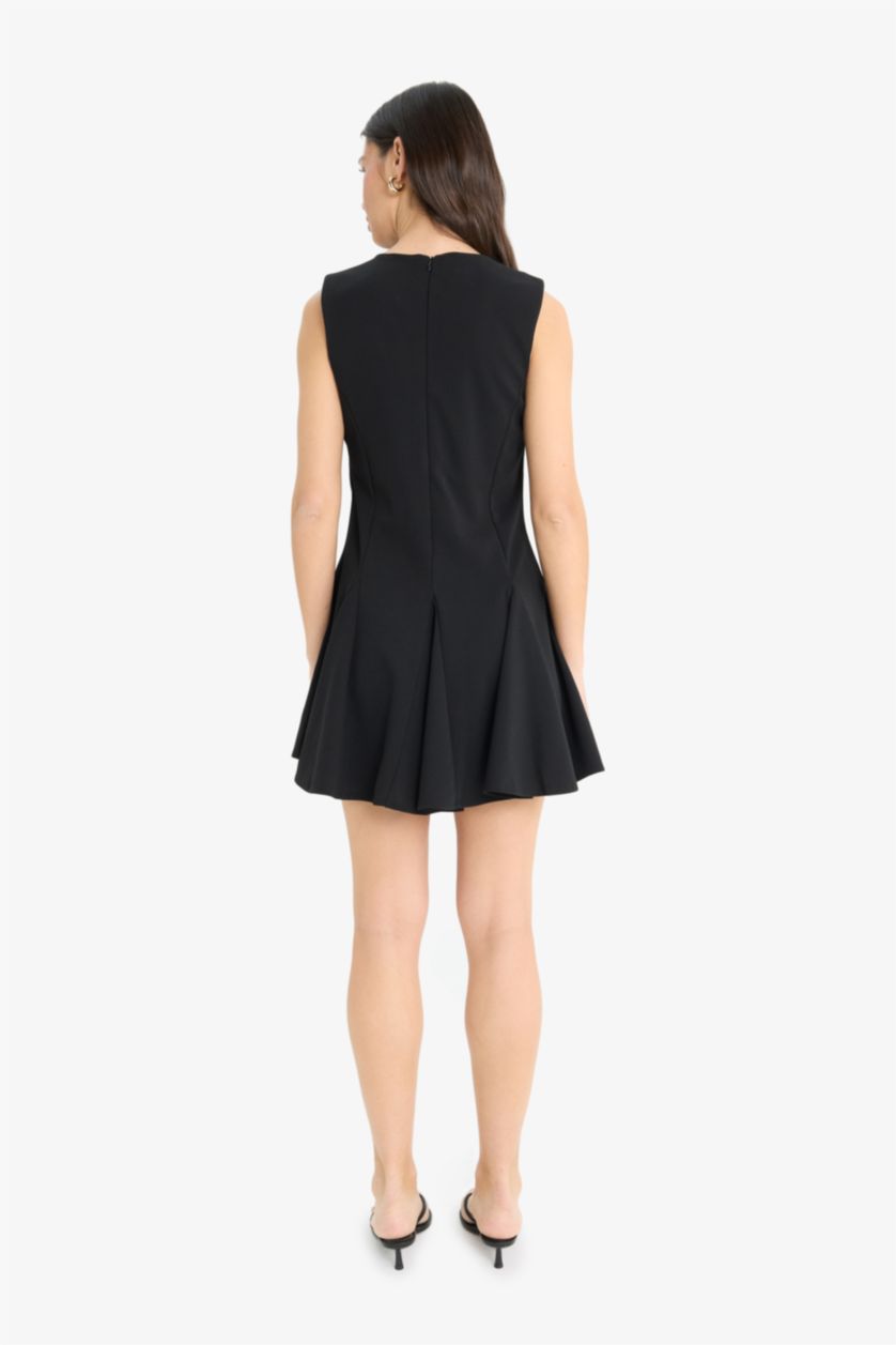 Women Black Crepe Mini Dress