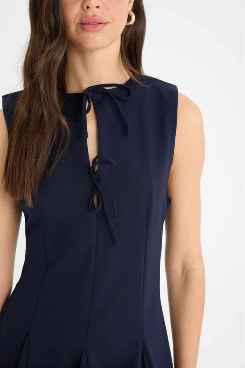 Kadın Lacivert Krep Mini Elbise