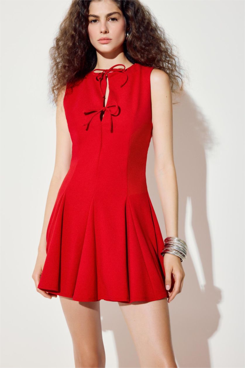 WOMAN Red Crepe Mini Dress