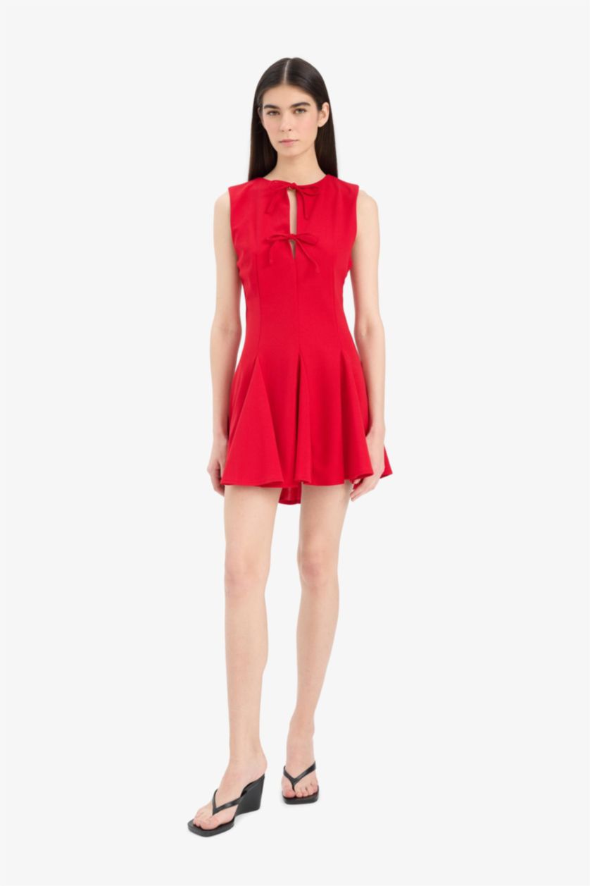 WOMAN Red Crepe Mini Dress