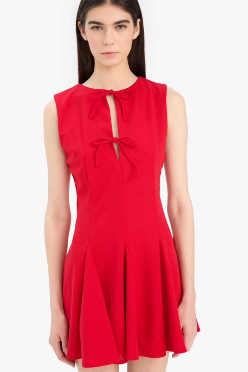WOMAN Red Crepe Mini Dress