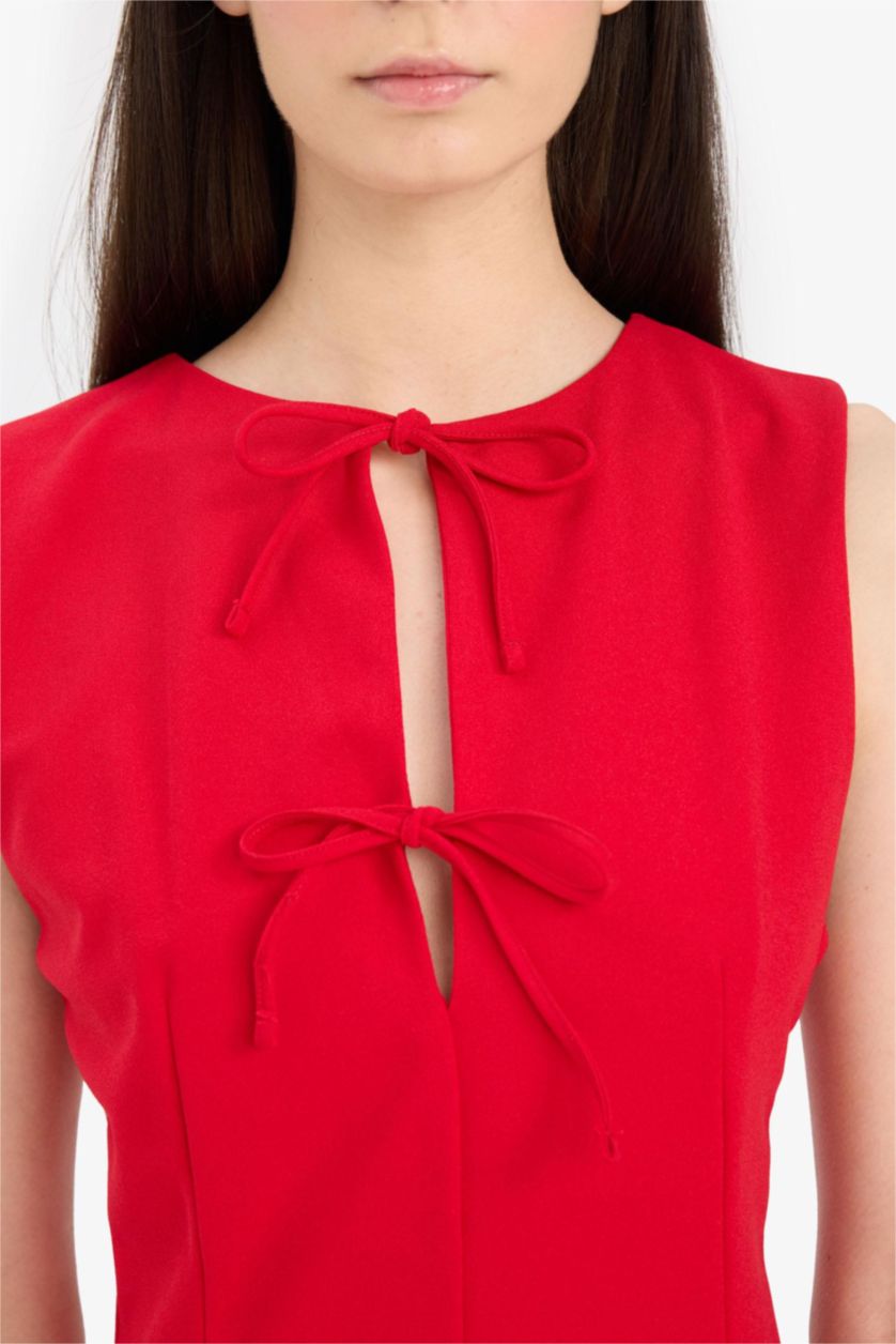 WOMAN Red Crepe Mini Dress