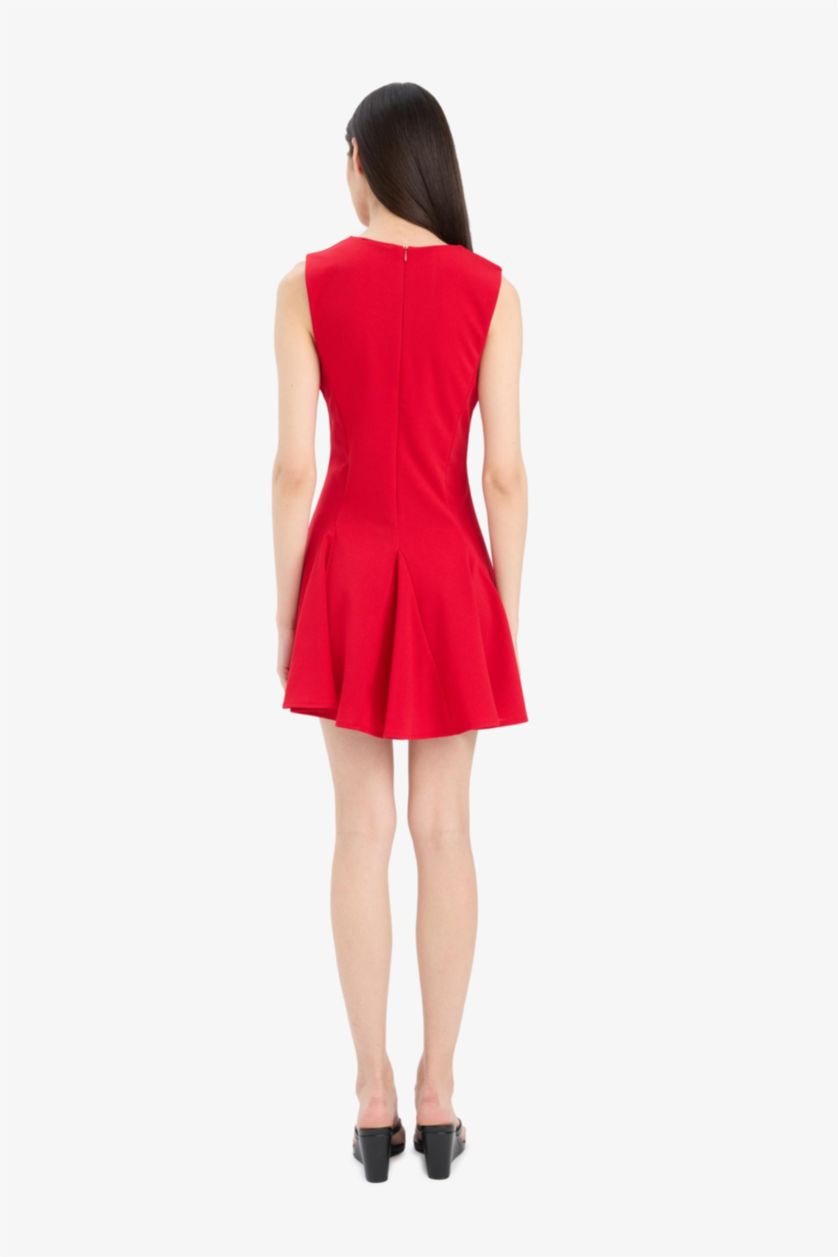 WOMAN Red Crepe Mini Dress
