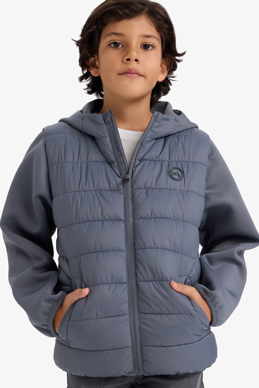 BOYS & TEENS Anthracite Boy Hooded Puffer Jacket