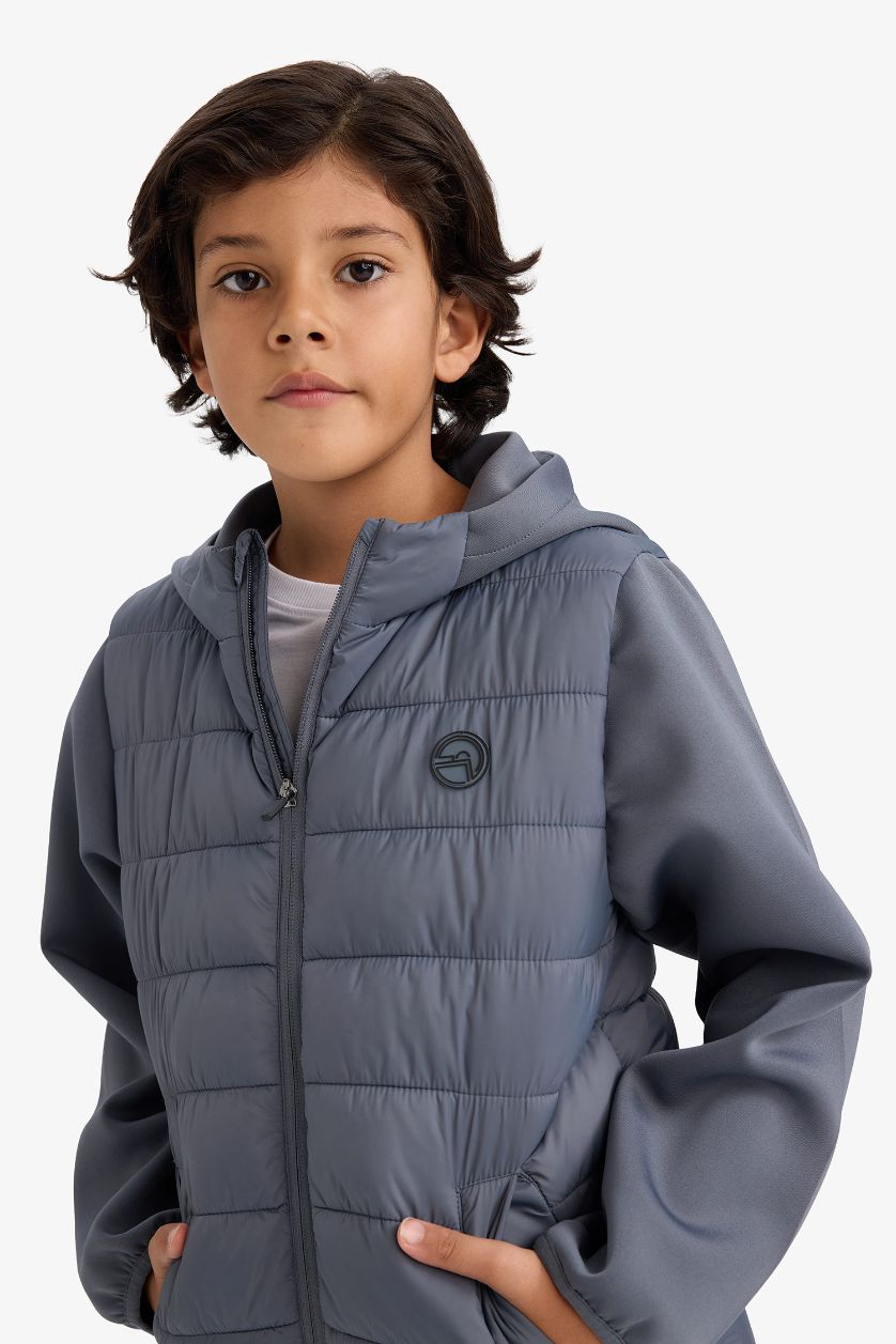 BOYS & TEENS Anthracite Boy Hooded Puffer Jacket