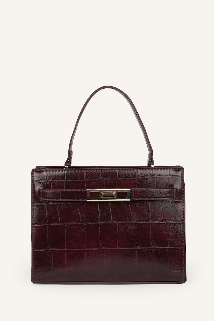Woman Bordeaux Faux Leather Crossbody Bag