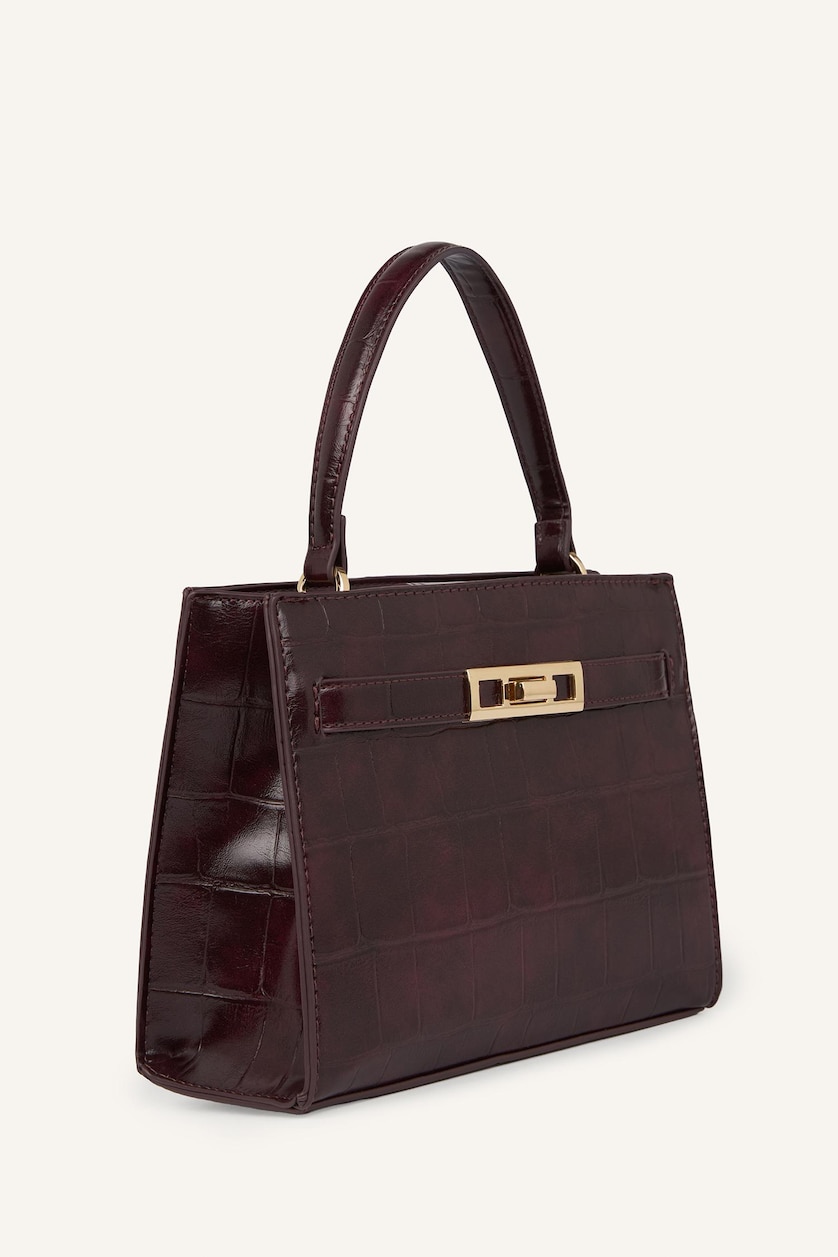 Woman Bordeaux Faux Leather Crossbody Bag