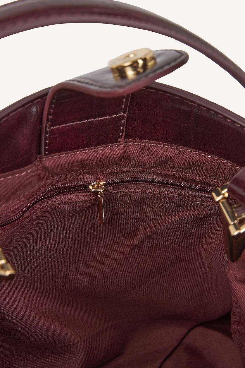Woman Bordeaux Faux Leather Crossbody Bag