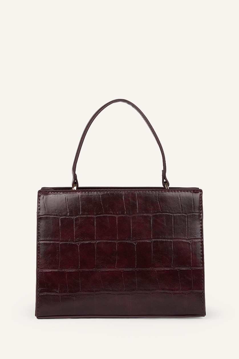 Woman Bordeaux Faux Leather Crossbody Bag