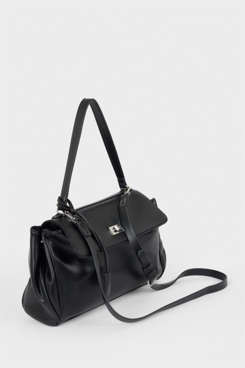 Kadın Siyah Suni Deri Çapraz Çanta